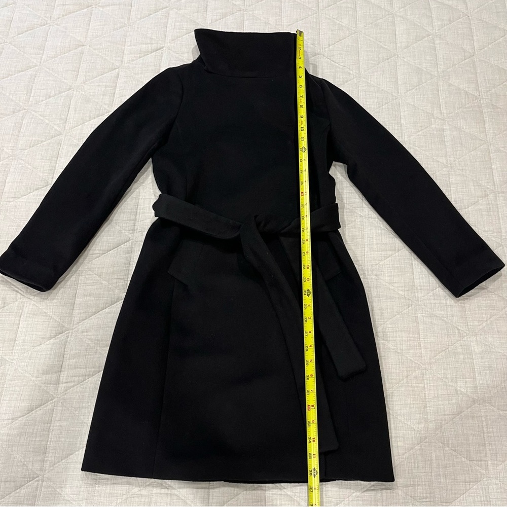 NWT Ann Taylor XXSP Black Petite Wool Blend Belted
Funnel Neck Coat - Picture 9 of 14